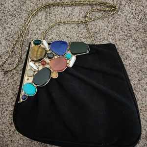 Vintage Akira Crossbody Shoulder Bag with Semi-Precious Stone Embellishment